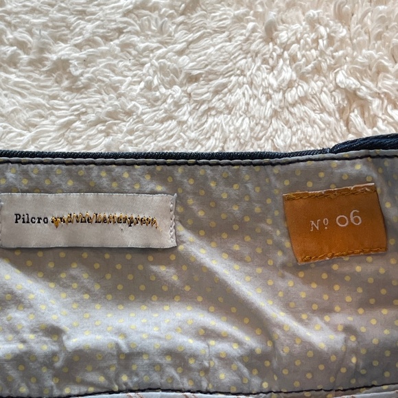 Pilcro and the Letterpress Denim Mini Skirt Size 6 Button Front Pockets Blue - Picture 6 of 10